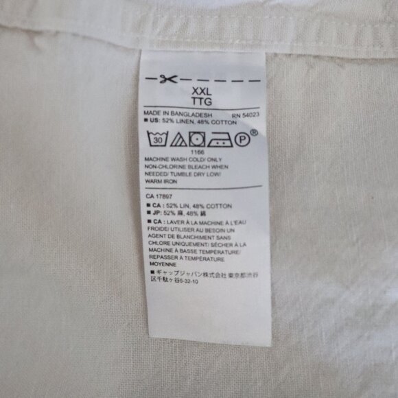 Banana Republic Mens White Sz XL Slim Fit Linen Collared Button Down T-Shirt Top - Picture 11 of 12